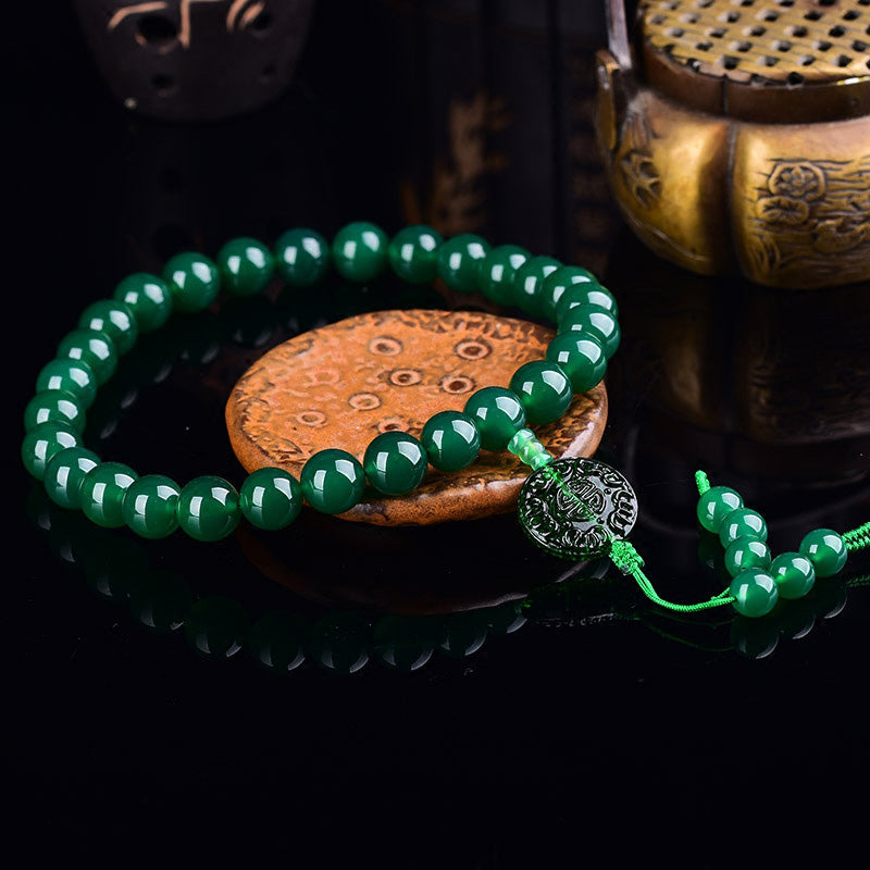 Buddha Stones Natural Green Agate Wrist Mala Manifestation Pocket Mala Car Decoration Wrist Mala&Decorations BS 3