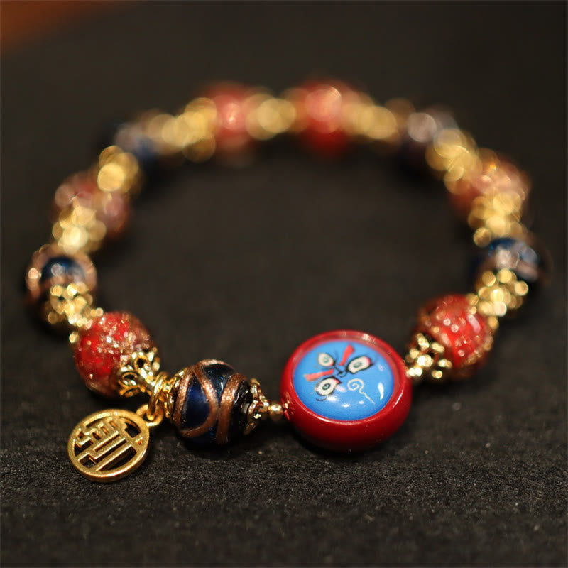 Buddha Stones Tibetan Gold Swallowing Beast Family Five God Of Wealth Thangka Fortune Bead Bracelet Bracelet BS 8