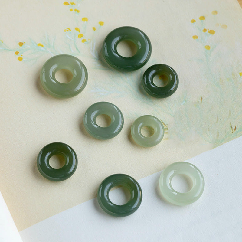 Buddha Stones Natural Round Jade Peace Buckle Luck Abundance Necklace Pendant Necklaces & Pendants BS 22