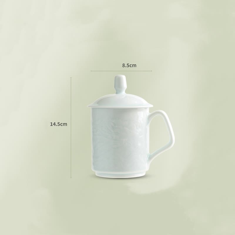 Buddha Stones Jingdezhen White Porcelain Handmade Great Wall Landscape Engraved Ceramic Teacup Office Mug Tea Cups Cup BS 8
