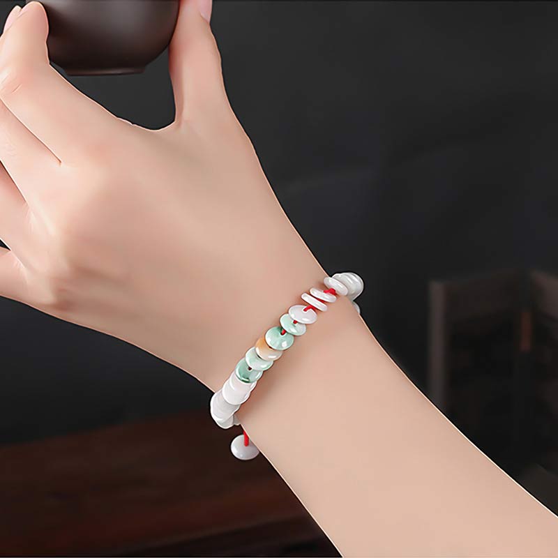 Buddha Stones Round Jade Lucky Red String Weave Bracelet Bracelet BS 2