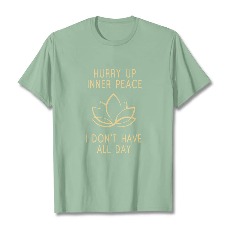 Buddha Stones HURRY UP INNER PEACE Tee T-shirt T-Shirts BS PaleGreen Lotus XXL