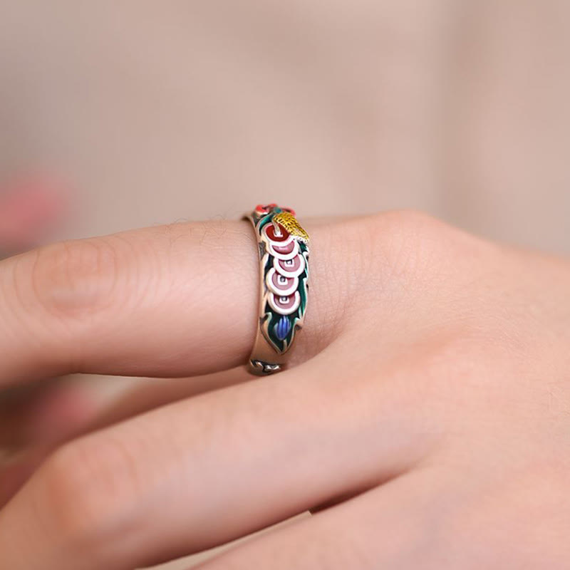 Buddha Stones Feng Shui Five Emperor Coins Wealth Ring Ring BS 5
