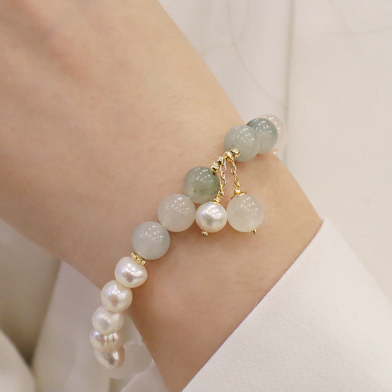 Buddha Stones Natural Pearl Jade Healing Sincerity Bracelet Bracelet BS 7