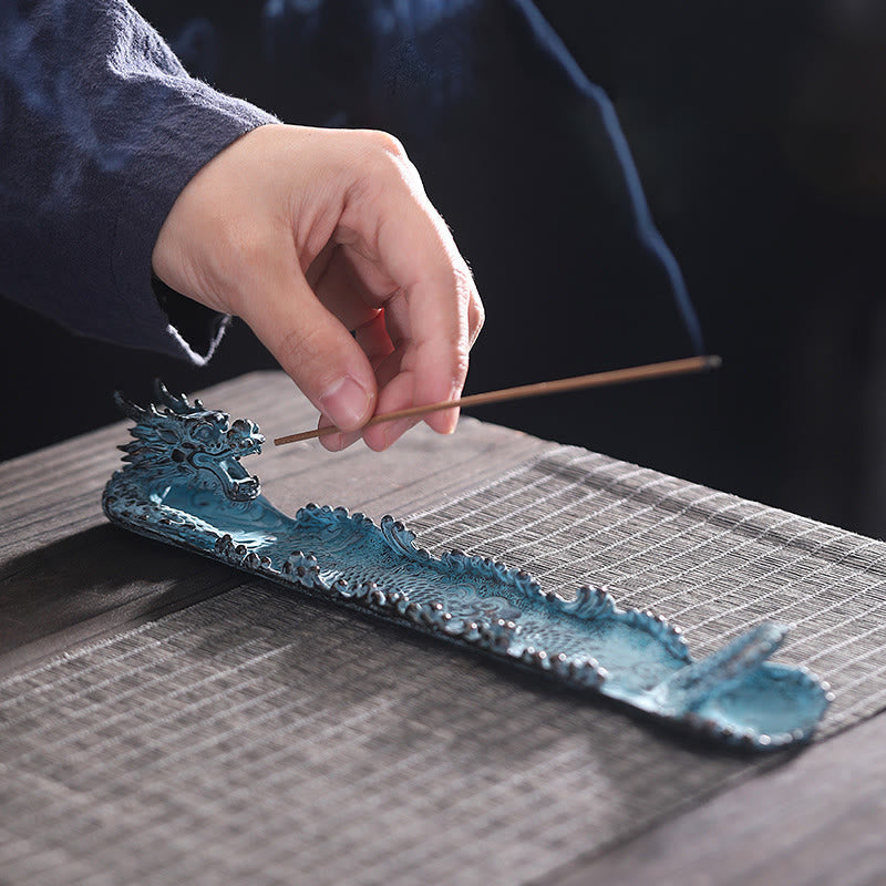 Buddha Stones Auspicious Dragon Strength Alloy Incense Burner Decoration Incense Burner BS 2