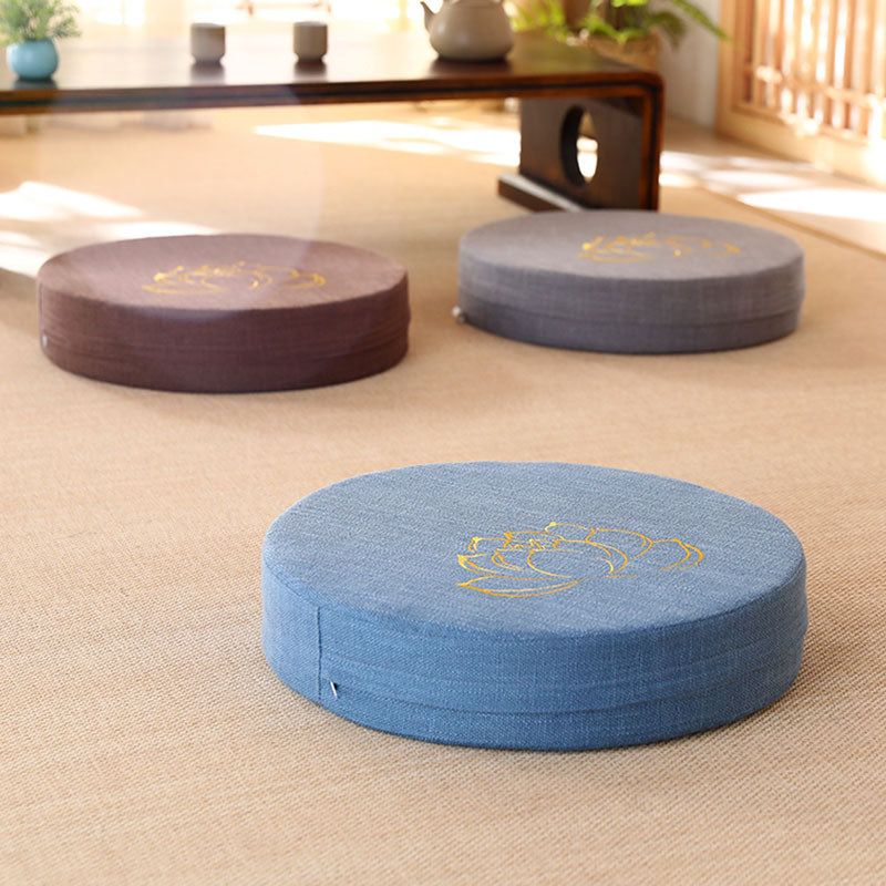 Buddha Stones Lotus Embroidery Cotton Linen Meditation Seat Cushion Decorations BS 17