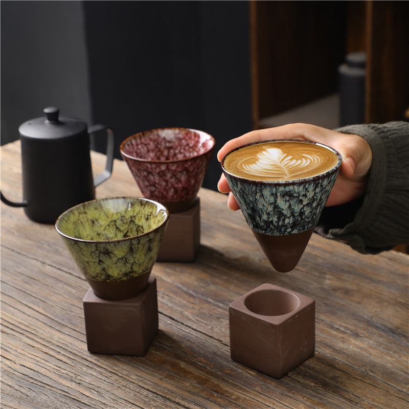 Buddha Stones Retro Kiln Change Ceramic Coffee Mug Tea Latte Espresso Coffee Cup With Base 200ml Coffee Mug BS main