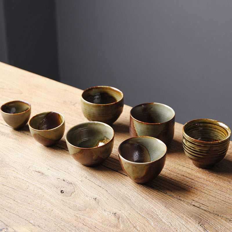 Buddha Stones Vintage Brown Beige Kiln Change Ceramic Teacup Kung Fu Tea Cup Bowl Cup BS 10