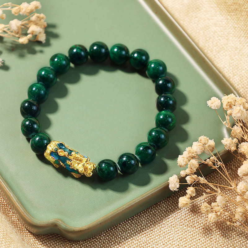 Buddha Stones "Sending Blessings of Wealth and Peace" PiXiu Jade Bracelet Includes Gift Message Card - image 1