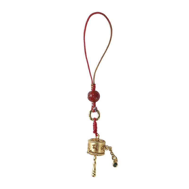 Buddha Stones Tibetan Om Mani Padme Hum Prayer Wheel Amulet Charm Protection Phone Hanging Decoration Phone Hanging Decoration BS 9