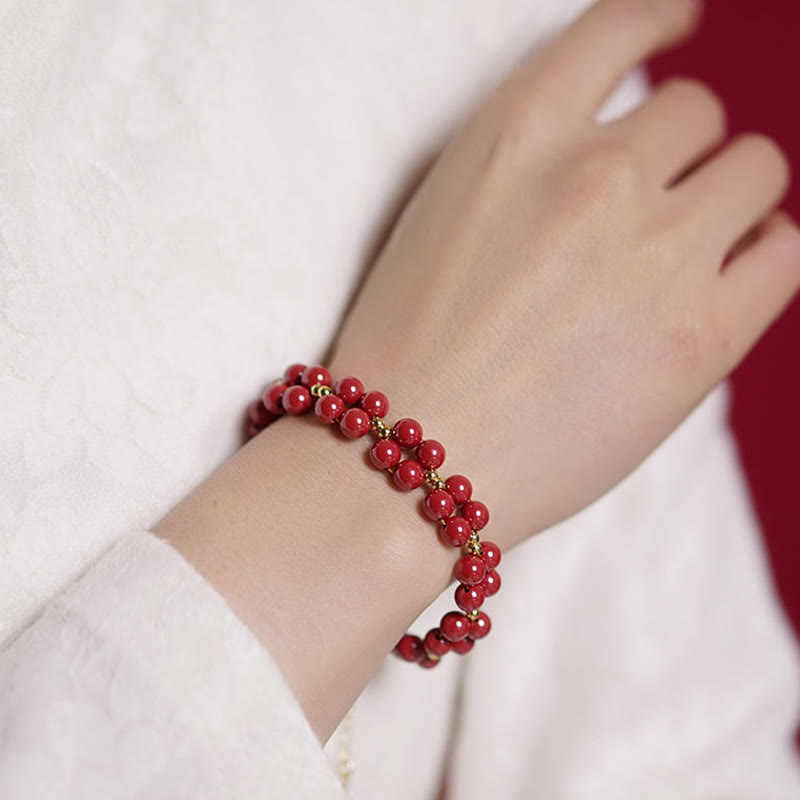 Buddha Stones Natural Cinnabar Beaded Blessing Bracelet Bracelet BS 12