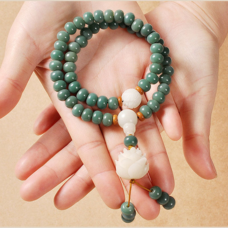 Bracelet de succès en graines de lotus cyan Foviel Bodhi