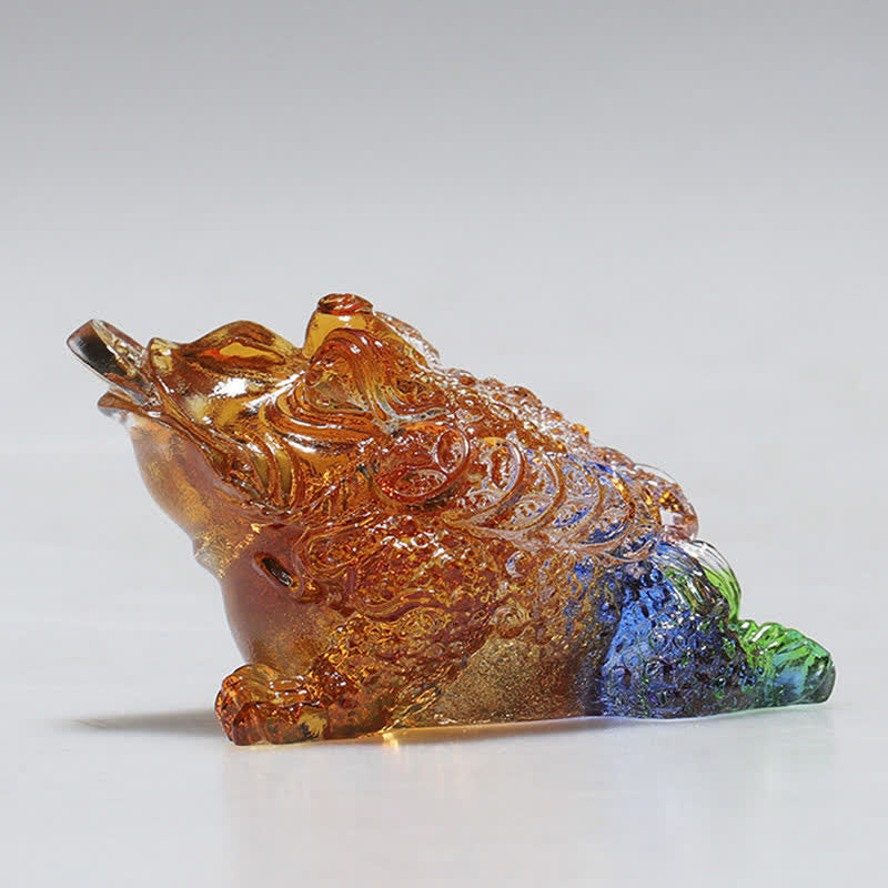 Buddha Stones Feng Shui Frog Handmade Liuli Crystal Art Piece Wealth Home Office Decoration Decorations BS 3