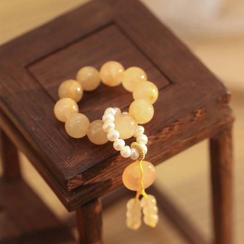 Buddha Stones Citrine Peace Buckle Prosperity Happiness Wrist Mala Wrist Mala BS 1