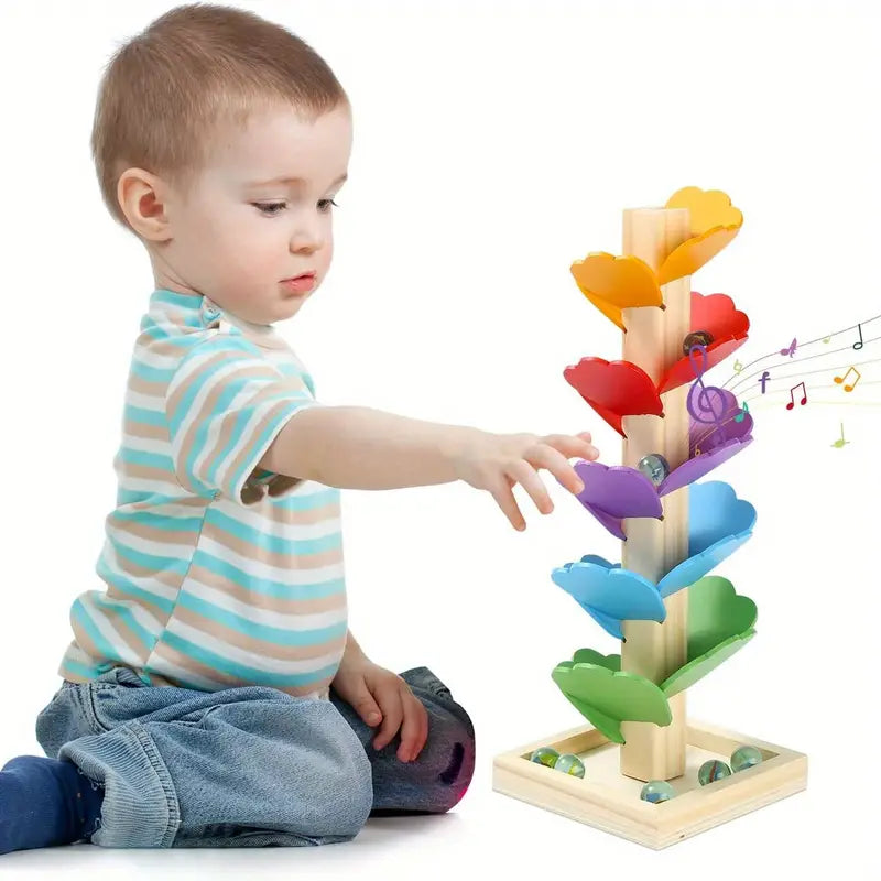 Fidtoy Montessori Arbre Musical Arc-en-ciel en Bois Circuit à Billes