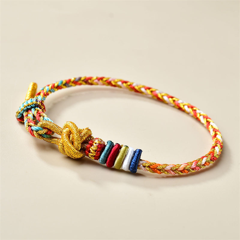Buddha Stones Handcrafted Colorful Gold Healing Braid Rope Bracelet Bracelet BS 2