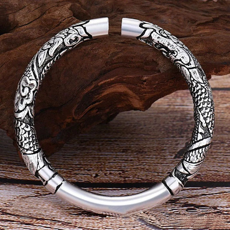 Buddha Stones Dragon Auspicious Clouds Luck Protection Bracelet Adjustable Bangle Bracelet Bangle BS 1