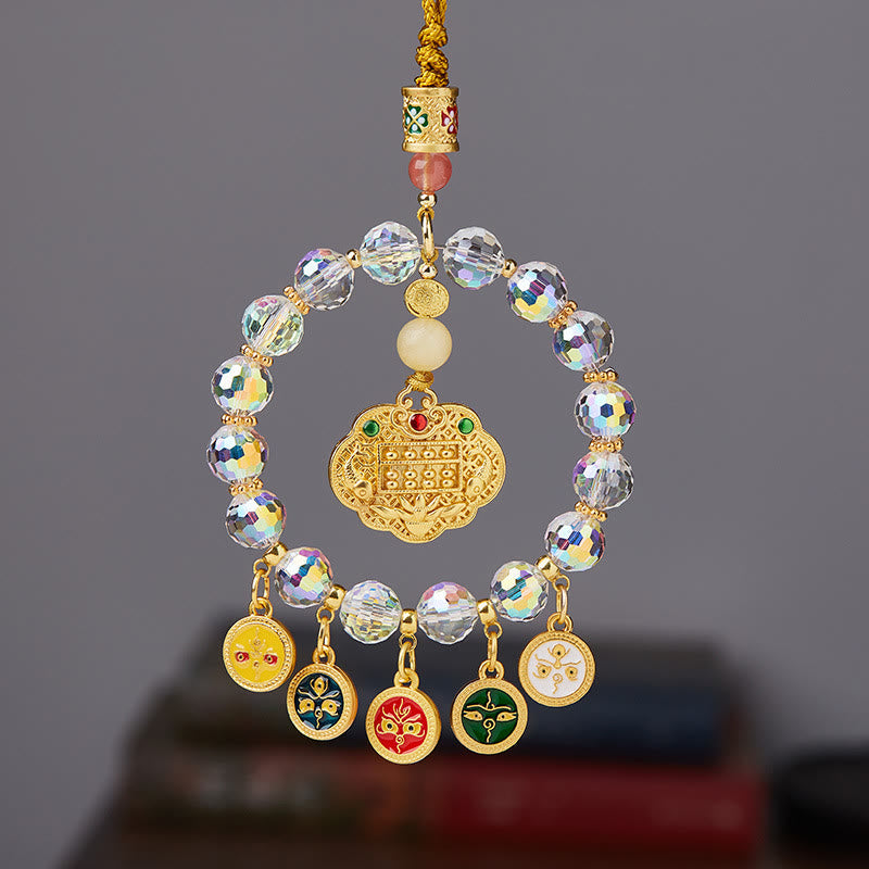 Buddha Stones Lucky Koi Fish Five God Of Wealth Prosperity Hanging Decoration Hanging Decoration BS Koi Fish Five God Of Wealth(with Gift Box)