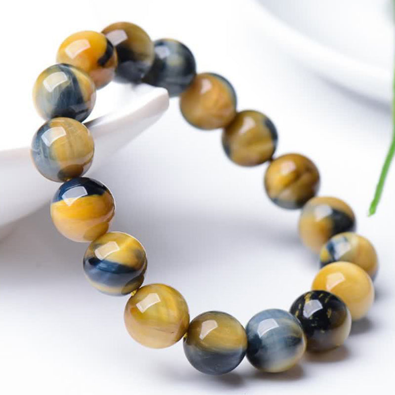 Buddha Stones Tiger Eye Protection Courage Strength Bracelet Bracelet BS 12mm