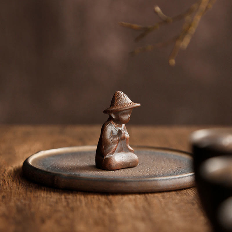 Buddha Stones Small Person Meditation Ceramic Spiritual Healing Incense Burner Incense Burner BS 1