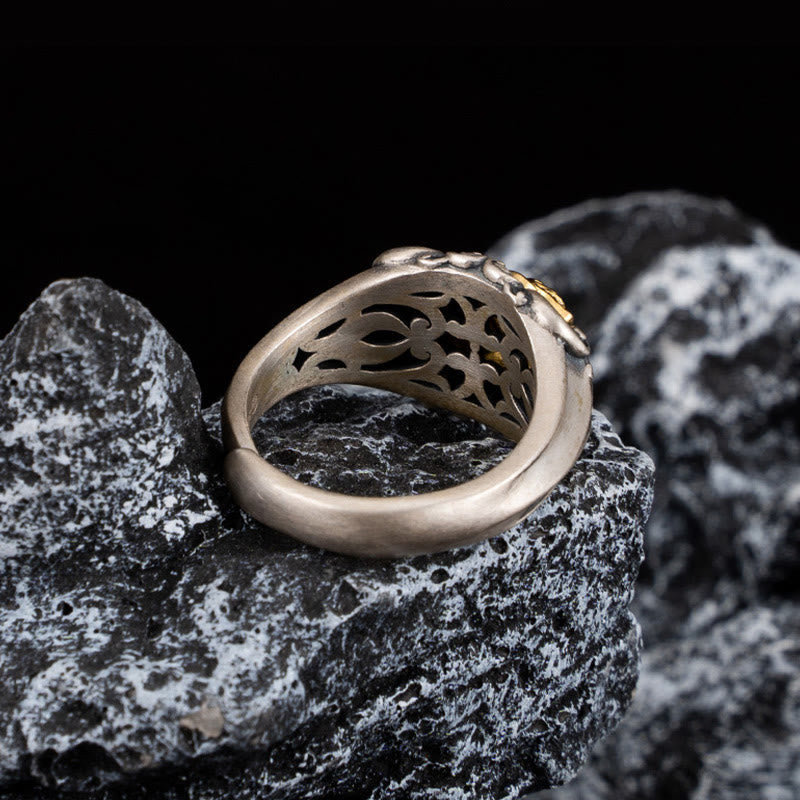 Buddha Stones 925 Sterling Silver Tibetan Skull Protection Adjustable Ring Ring BS 2