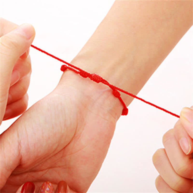 Buddha Stones 4Pcs Evil Eye Seven Knot Red String Protection Bracelet Bracelet BS 3