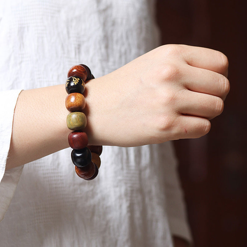 Buddha Stones Tibet Various Wood Om Mani Padme Hum Purity Bracelet Bracelet BS 8