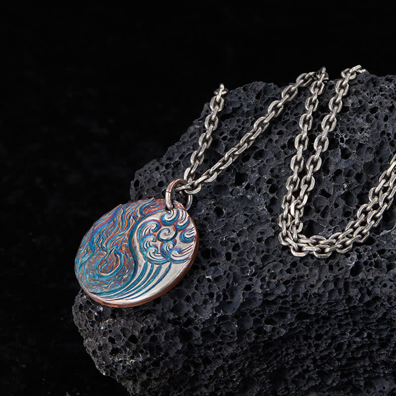 Buddha Stones 990 Sterling Silver Yin Yang Water and Fire Balance Necklace Pendant Necklaces & Pendants BS 2