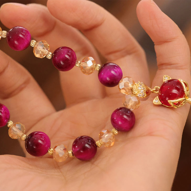 Foviel Rot Tigerauge PiXiu Fox Schutz Selbstbewusstsein Armband