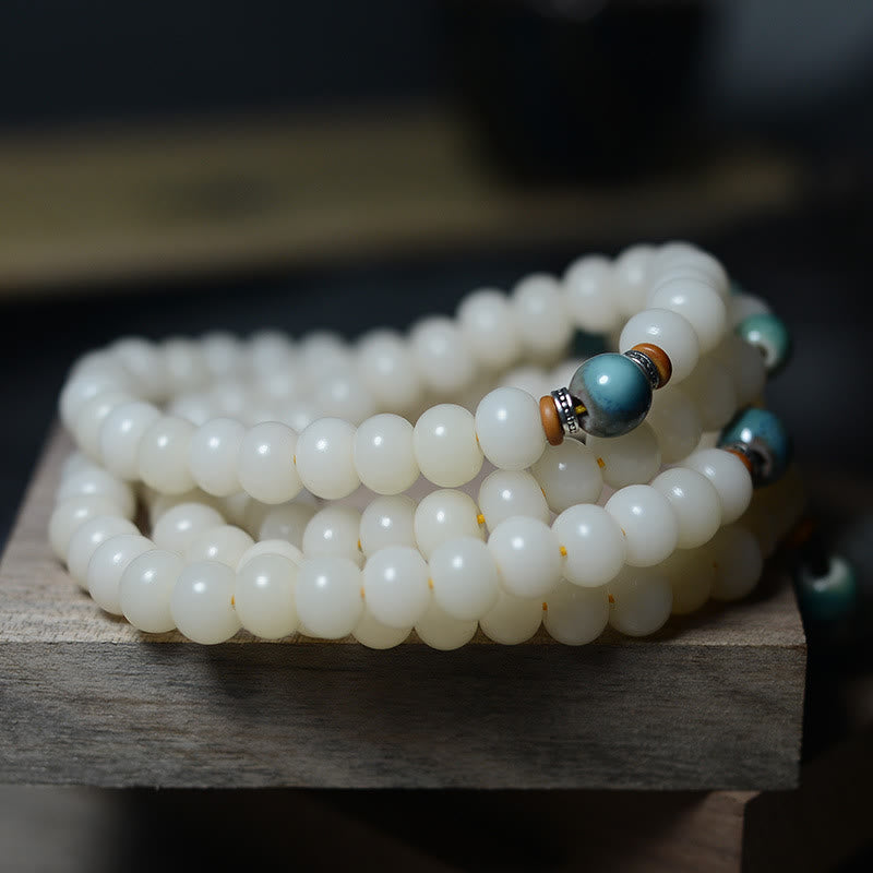 Buddha Stones 108 Mala Beads Bodhi Seed Keep Away Evil Spirits Calm Bracelet Mala Bracelet BS 8