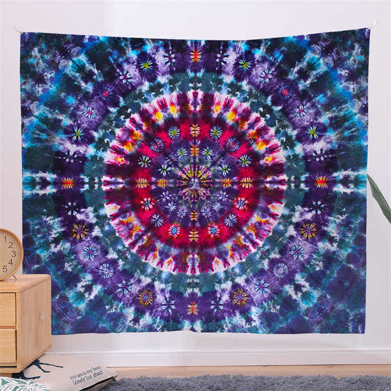 Bohemian Mandala Pattern Tapestry Wall Hanging Wall Art Focus Creativity Home Living Room Decor Tapestry BS Purple 150*230cm