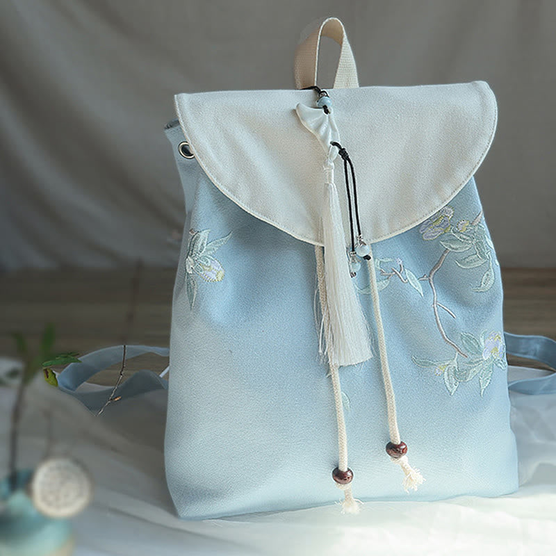 Buddha Stones Handmade Embroidered Large Capacity Canvas Backpack Backpack BS 27