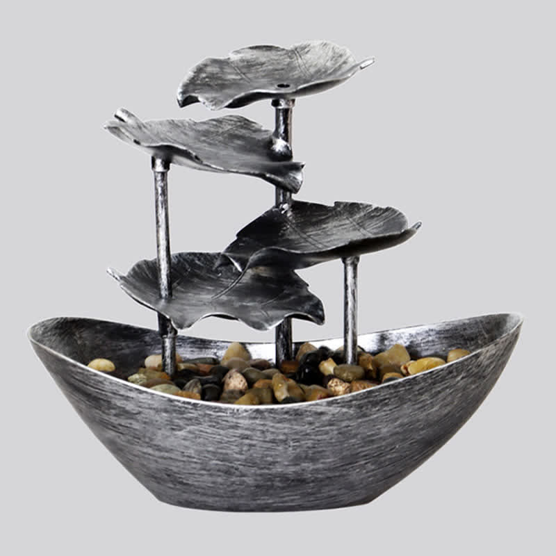 Buddha Stones Lotus Leaf Shaped Waterfall Fountain Tabletop Ornaments With LED Light Home Office Desktop Decoration - image 3