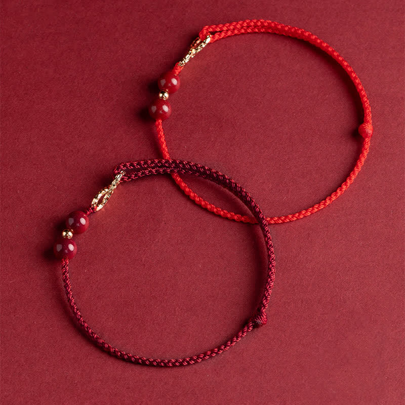Buddha Stones Cinnabar Blessing Red String 14K Gold Infinity Symbol Bracelet Anklet Bracelet Anklet BS 10