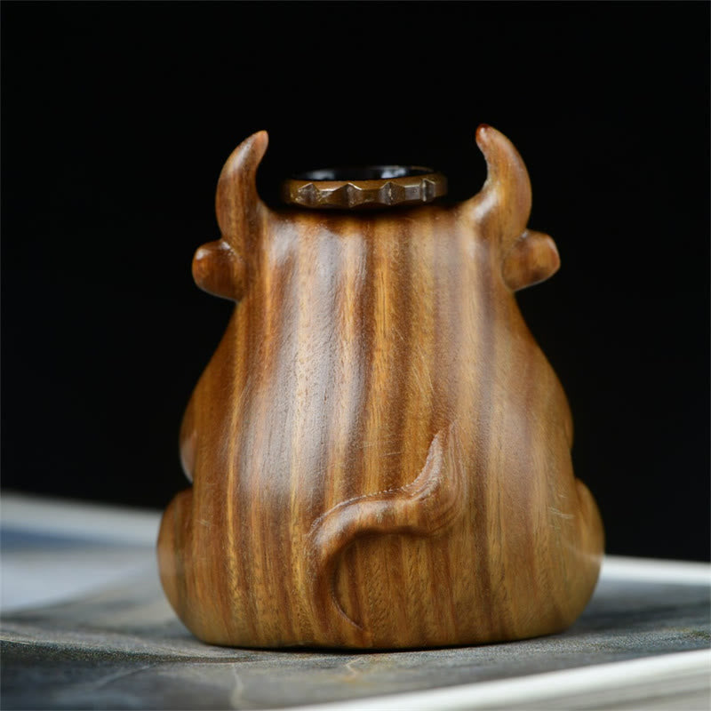 Buddha Stones Green Sandalwood Cute Calf Pattern Meditation Backflow Incense Burner Decoration Incense Burner BS 3