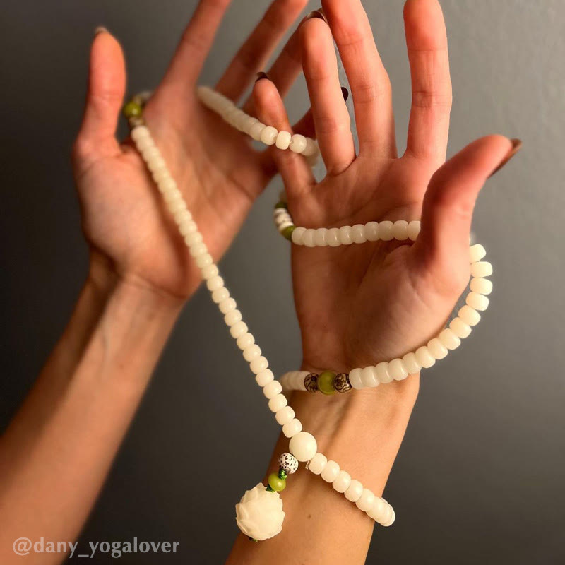 Buddha Stones "Hoping for Serenity and Mindfulness" Bodhi Lotus Mala Includes Gift Message Card - image 27