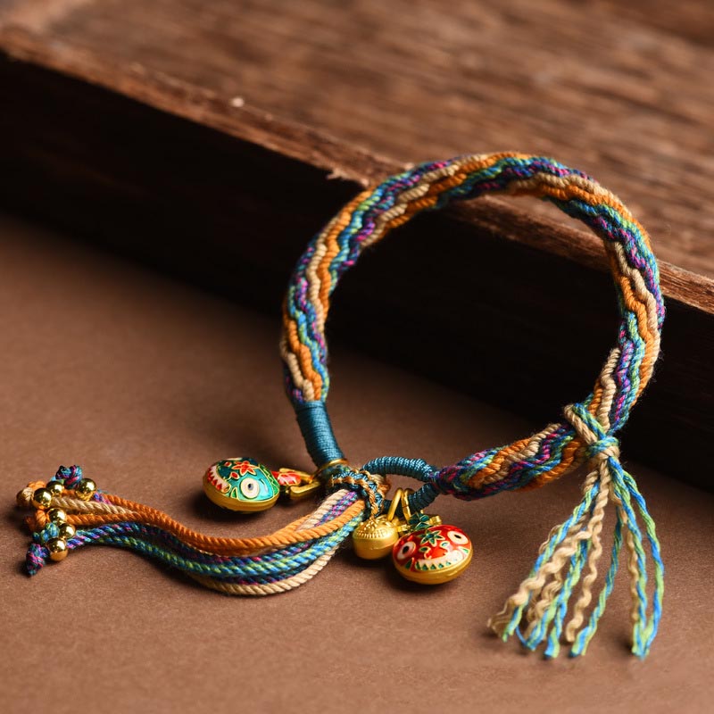 Buddha Stones Gold Swallowing Beast Family Luck Reincarnation Knot Braid Colorful String Bracelet Bracelet BS 9