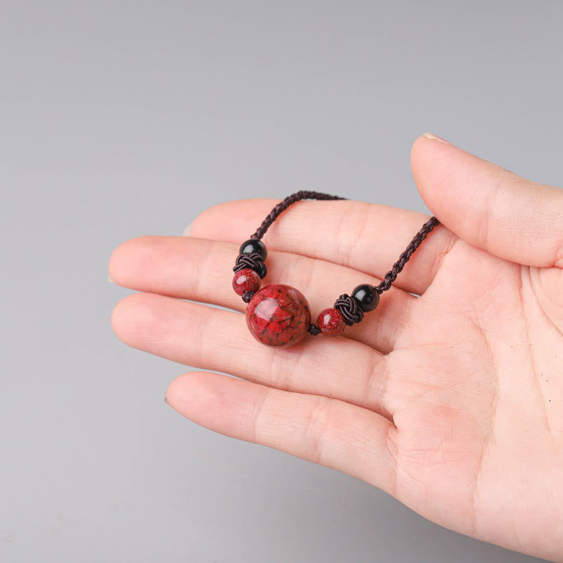 Buddha Stones Natural Cinnabar Stones Bead Blessing Necklace Pendant Necklaces & Pendants BS 3
