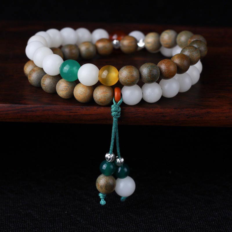 Buddha Stones Green Sandalwood Bodhi Seed Wake Up Luck Bracelet Bracelet BS 1