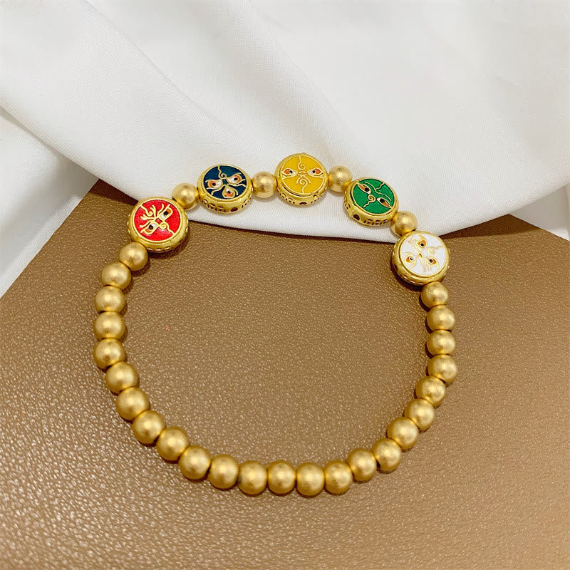 Buddha Stones Tibetan Five God Of Wealth Copper Beads Luck Bracelet Bracelet BS 2
