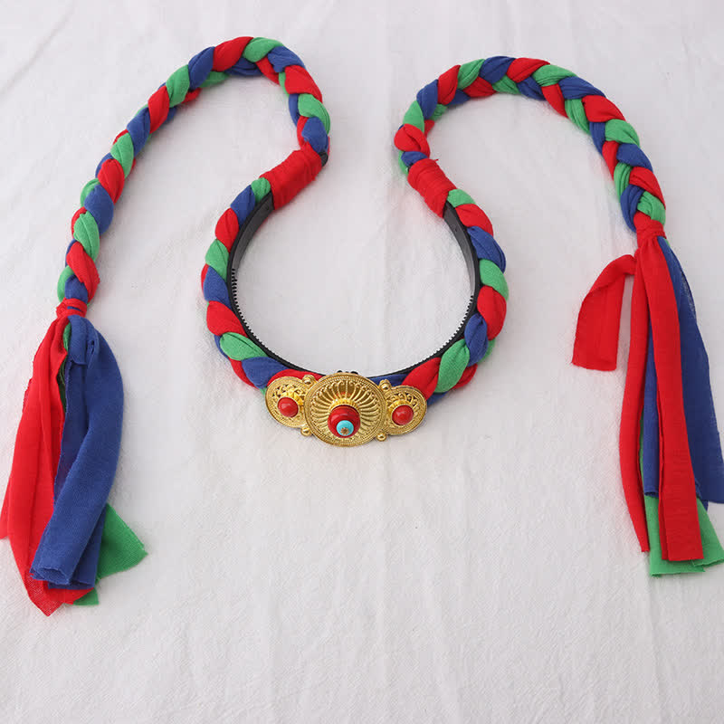 Buddha Stones Tibetan Colorful Tassel Beads Hair Decoration Hair Accessories Decorations BS 3