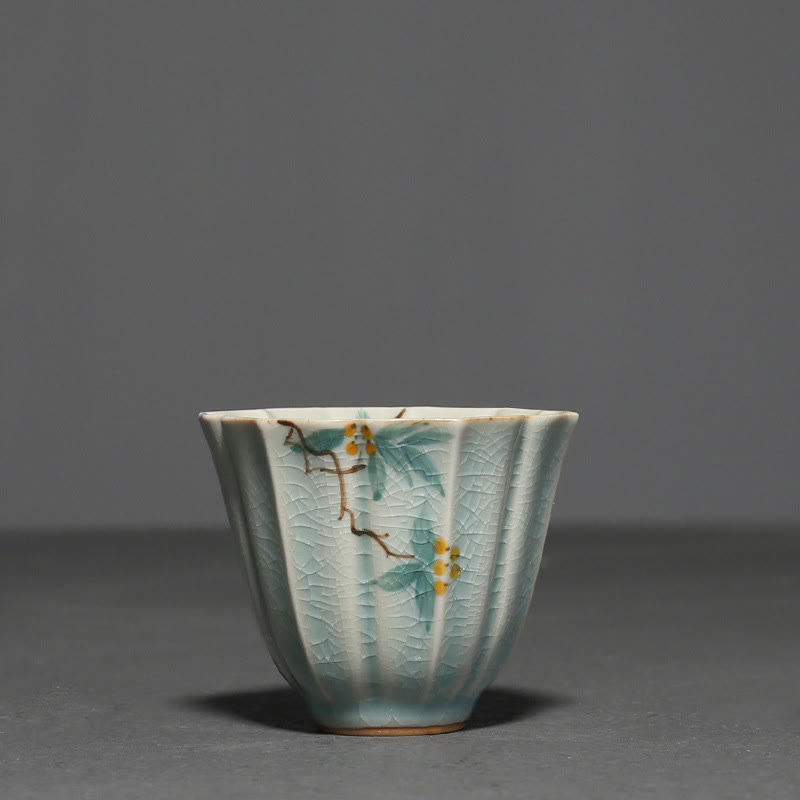 Buddha Stones Loquat Dogwood Hawthorn Morning Glory Ceramic Teacup Kung Fu Tea Cup Cup BS 1