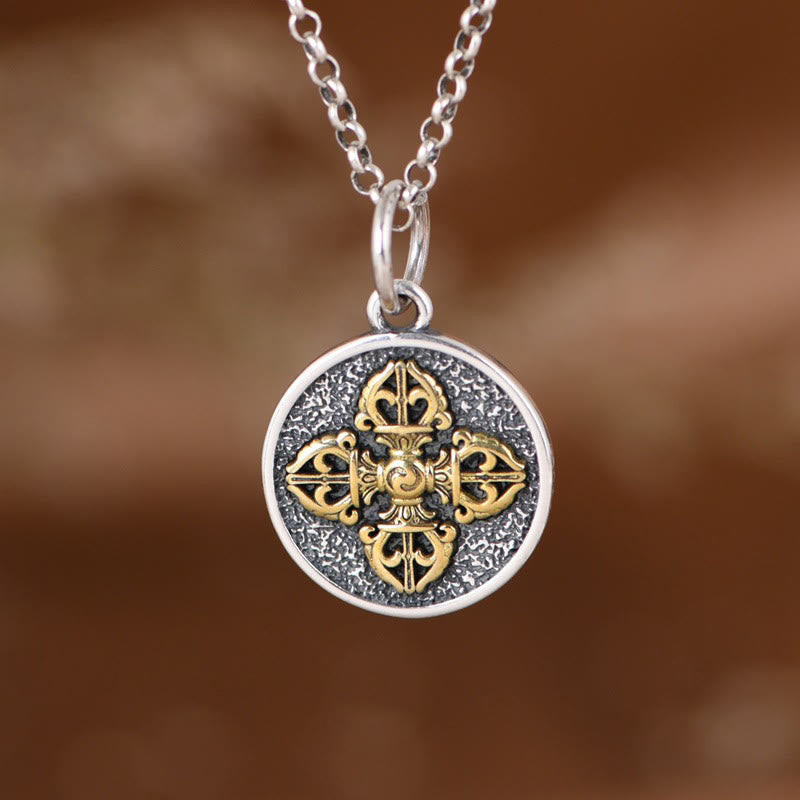 Buddha Stones 925 Sterling Silver Double Dorje Vajra Blessing Necklace Pendant Necklaces & Pendants BS Dorje/Vajra(Enlightenment♥Spiritual Power)