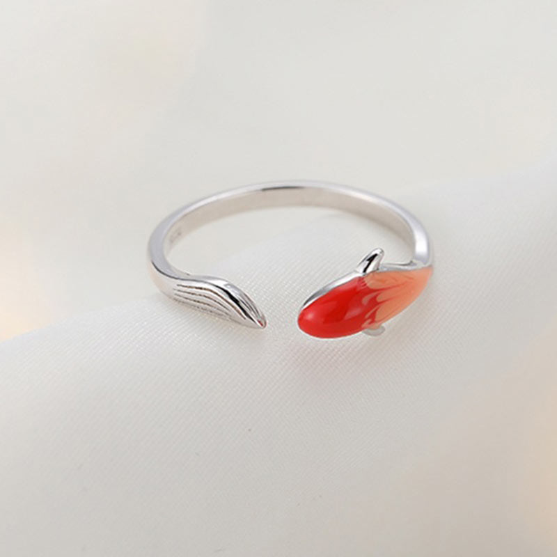 Buddha Stones Koi Fish Copper Balance Luck Adjustable Ring Rings BS 9