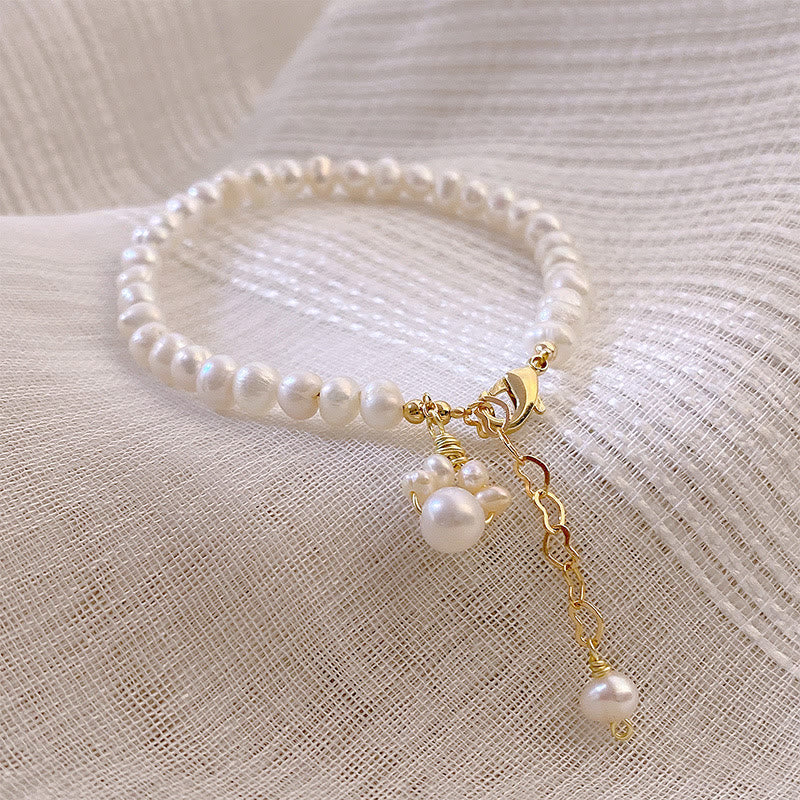 Buddha Stones Pearl Cat Paw Healing Chain Bracelet Bracelet BS 1