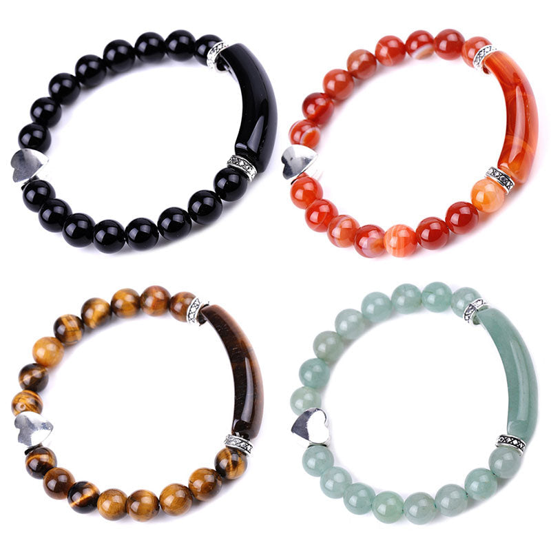 Natural Crystal Beads Unisex Heart Bracelet Bracelet BS 19
