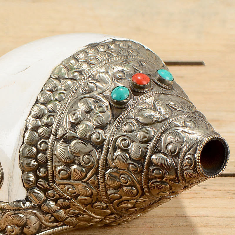 Buddha Stones Tibetan Natural Shankha Conch Shell Seashell Wealth Lucky Home Decoration Decorations BS 15