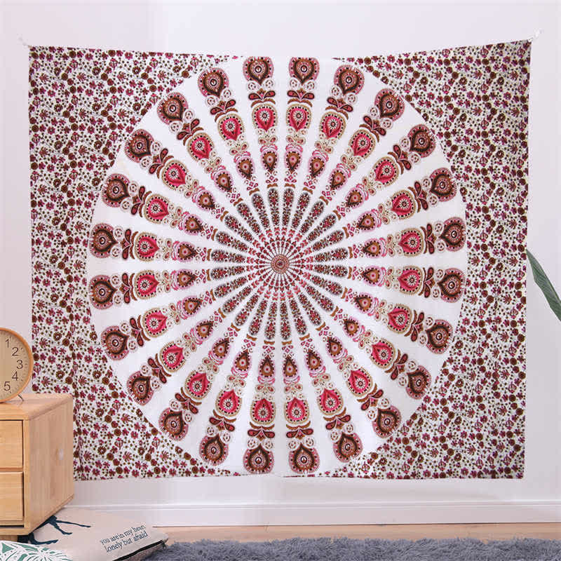 Bohemian Mandala Pattern Tapestry Wall Hanging Wall Art Focus Creativity Home Living Room Decor Tapestry BS Red 150*230cm