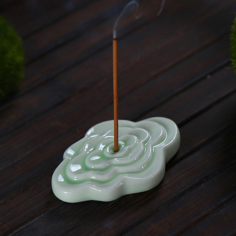 Buddha Stones Mini Auspicious Clouds Design Healing Stick Ceramic Small Incense Burner Decoration Incense Burner BS 11