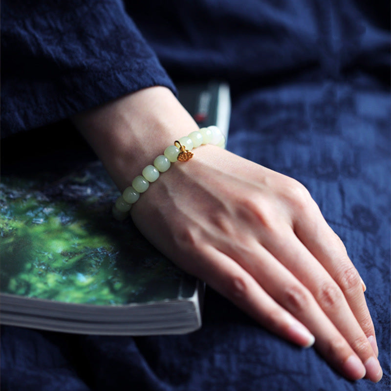 Buddha Stones Jade Lotus Abundance Adjustable Bracelet Bracelet BS 6